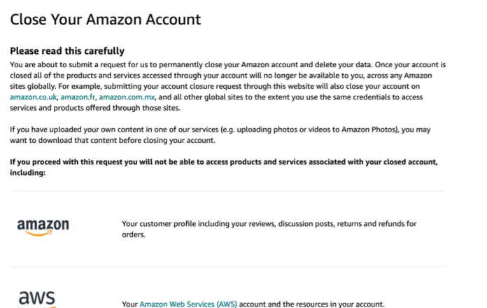 baca ketentuan sebelem menghapus akun amazon anda