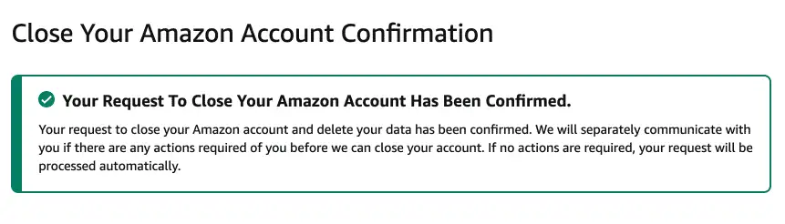 penghapusan akun amazon terkonfirmasi