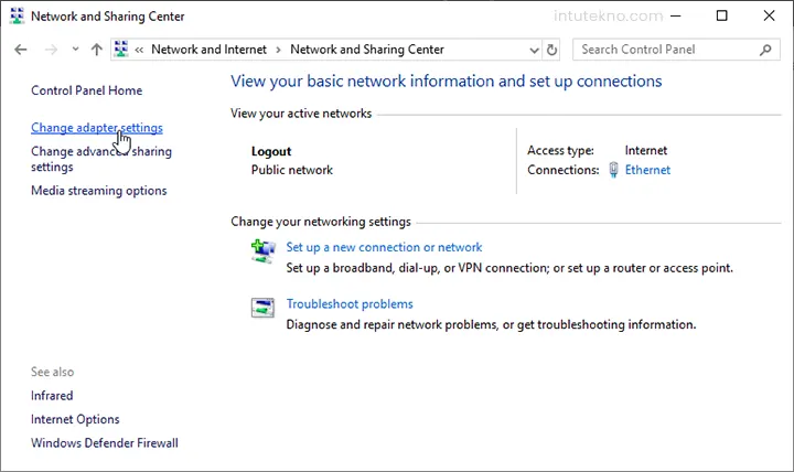 Change adapter settings