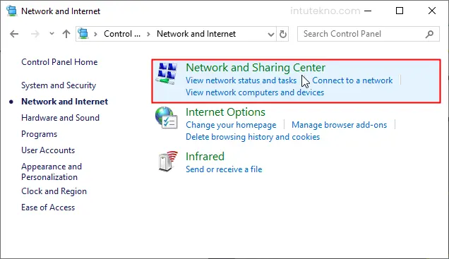 network and sharing center