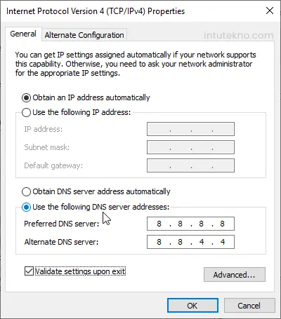 ubah dns server windows