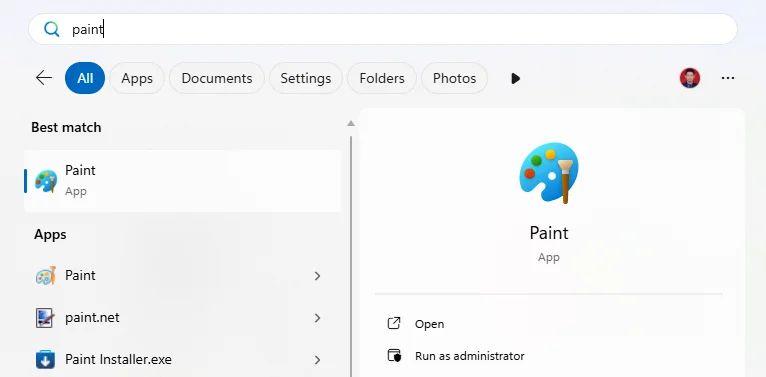 Membuka Microsoft Paint lewat Start Menu Windows 11