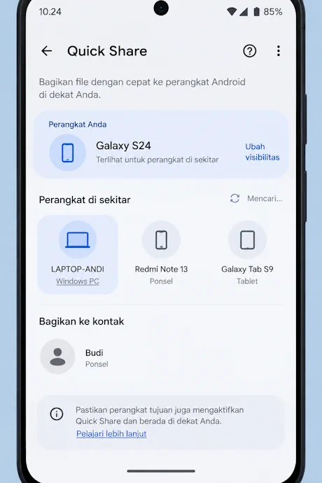 transfer file android ke pc pakai Quick Share